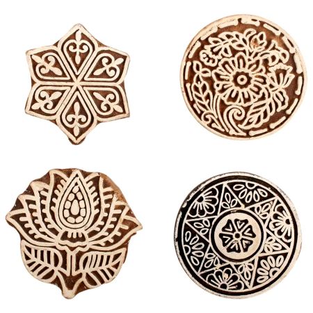 Set of 4 Piece New Mix Wooden Printing Block